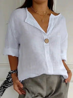 Luna | Blusa Feminina Decote V com Botão