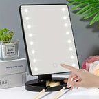 Anneke | Espelho de Maquiagem com LED | 16 LEDs, Brilho Ajustável, Touch Screen | USB e Pilhas