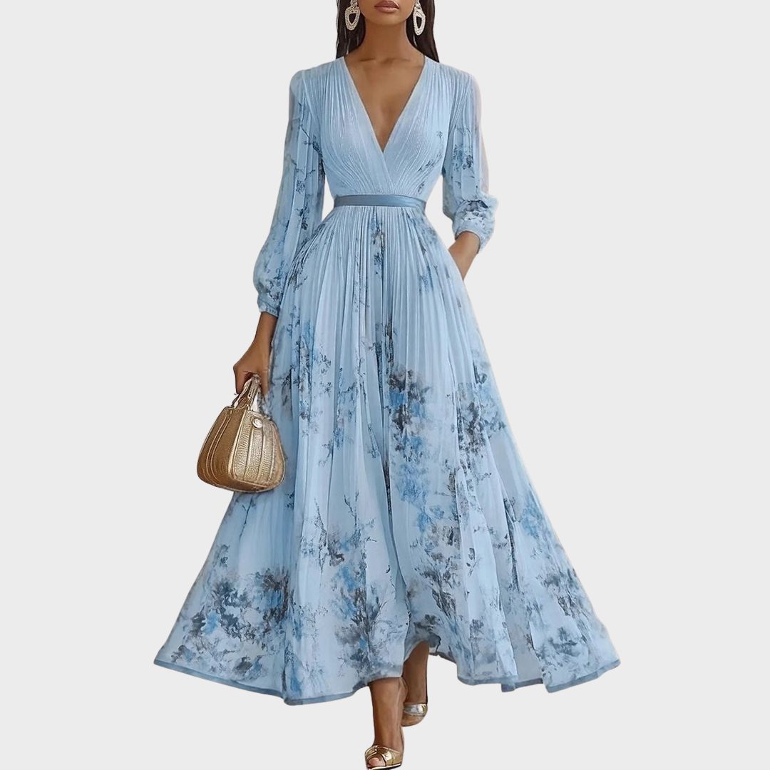 Calla | Vestido Midi Floral Feminino Sem Mangas Linha A