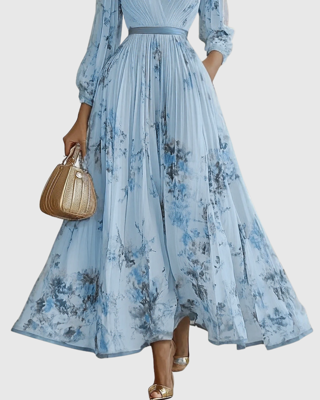 Calla | Vestido Midi Floral Feminino Sem Mangas Linha A