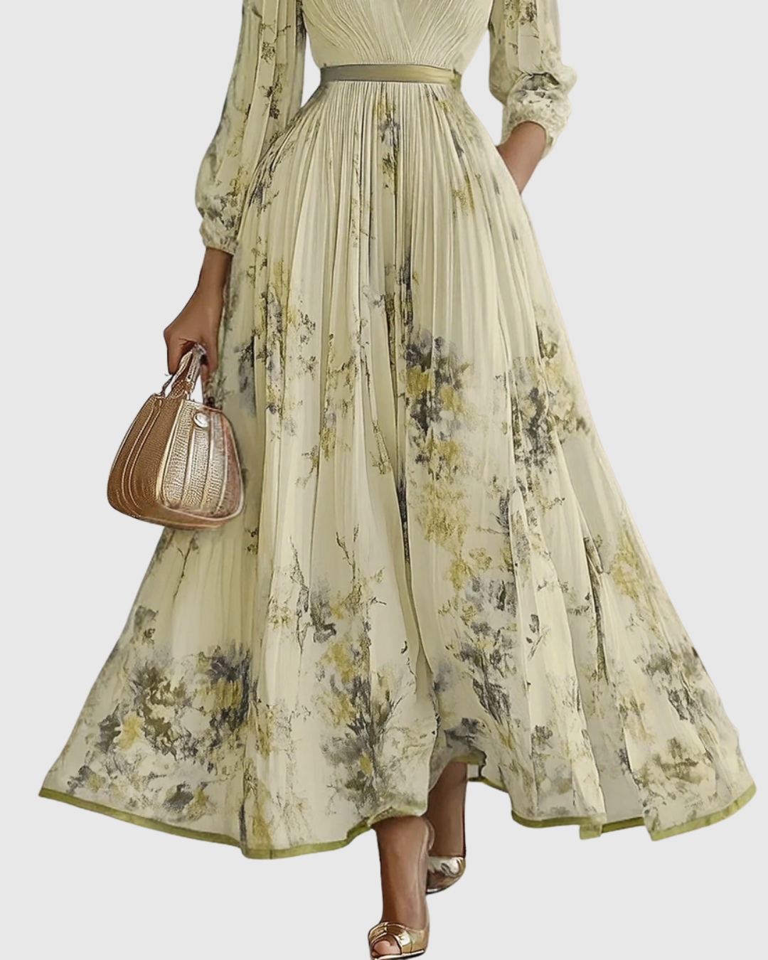 Calla | Vestido Midi Floral Feminino Sem Mangas Linha A