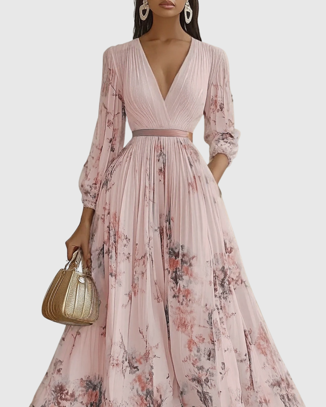 Calla | Vestido Midi Floral Feminino Sem Mangas Linha A