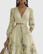 Calla | Vestido Midi Floral Feminino Sem Mangas Linha A