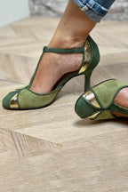Neela | Scarpin Feminino Couro Patchwork Salto Ortopédico