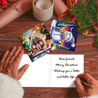 Neela | Kit de Cartões de Natal com Diamond Painting | 12 Unidades, Pai Natal e Animais | DIY Criativo