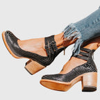 Florine | Botas Femininas Tornozelo Salto Bloco Fivelas