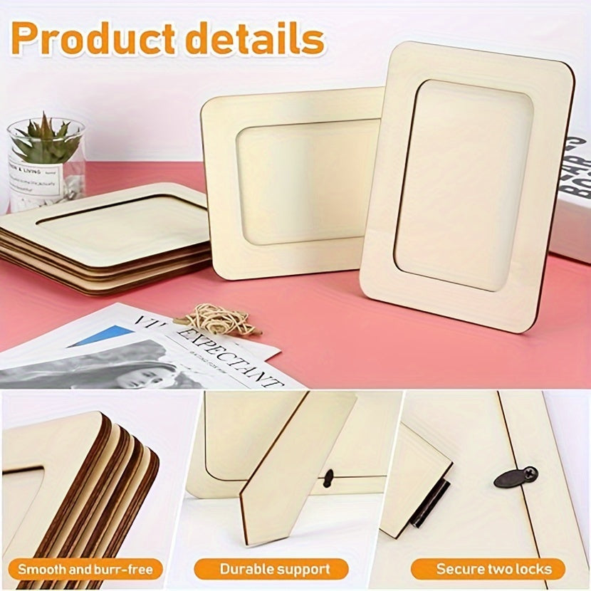 Vianne | Porta-Retratos de Madeira DIY | Conjunto de 10 | 15,24 cm, Decoração