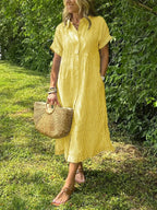 Greta | Vestido Longo Feminino Maxi Botões Frontais