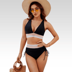 Bikini feminino com controle de barriga push up mid waist em várias cores