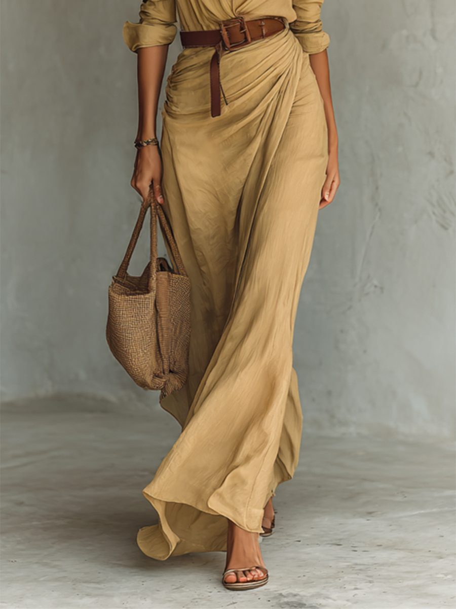 Wenna | Vestido Longo Casual Gola Lapela