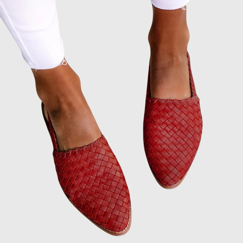 Seraphina | Sapatilhas Femininas Trançadas Slingback Bico Fino