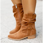 Ondine | Botins Slouch Femininos Bico Redondo com Dobra