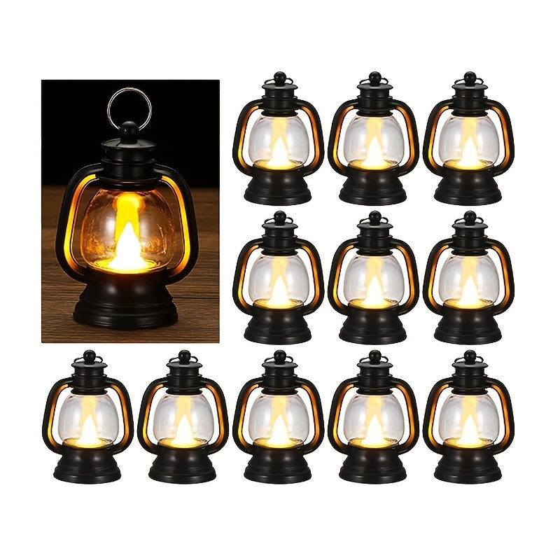 Alba | Lanternas LED Vintage de Natal | 12 Peças, Luz Tremeluzente | Decoração Festiva