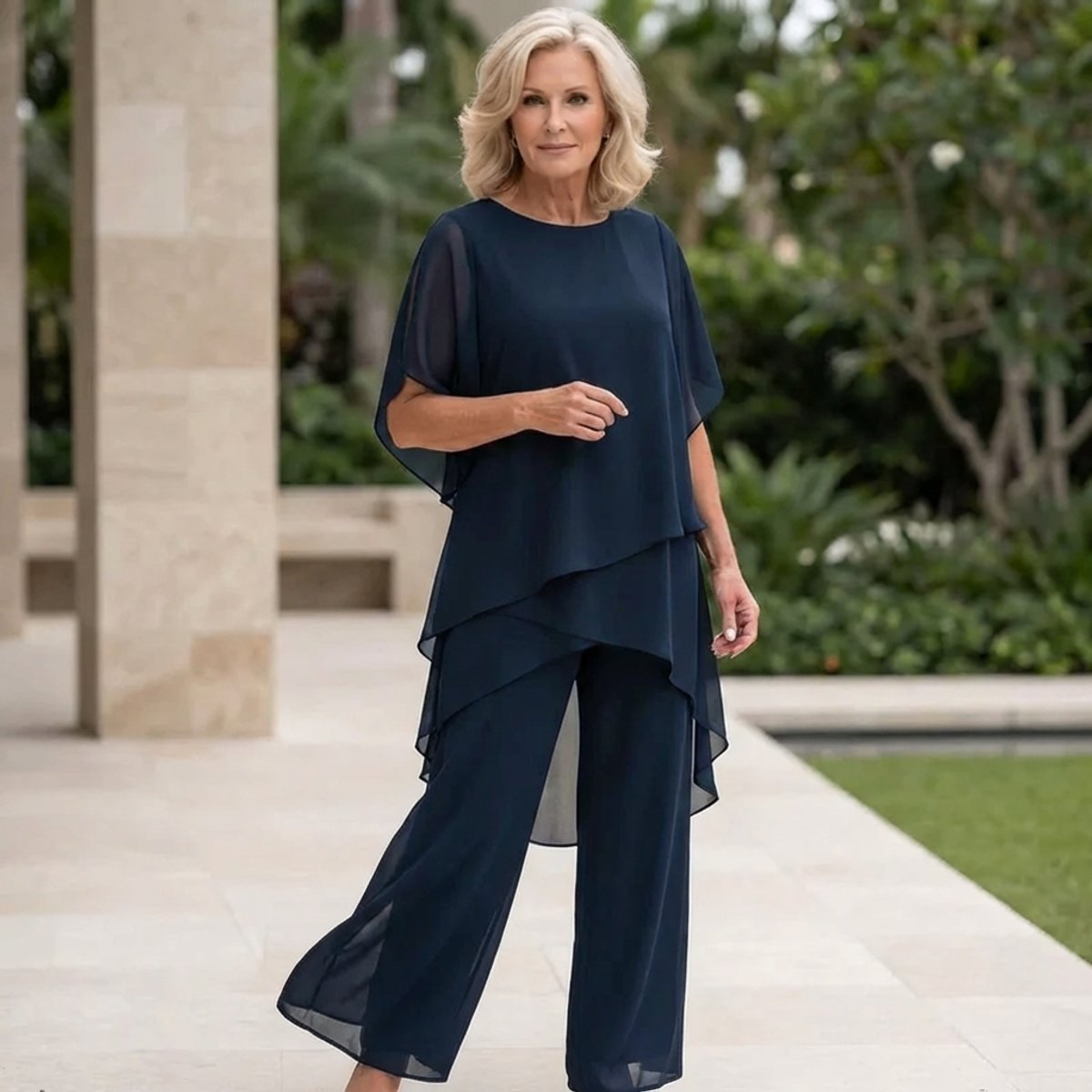Tamsin | Conjunto Chiffon 2 Peças Feminino Calça e Blusa Sobreposta