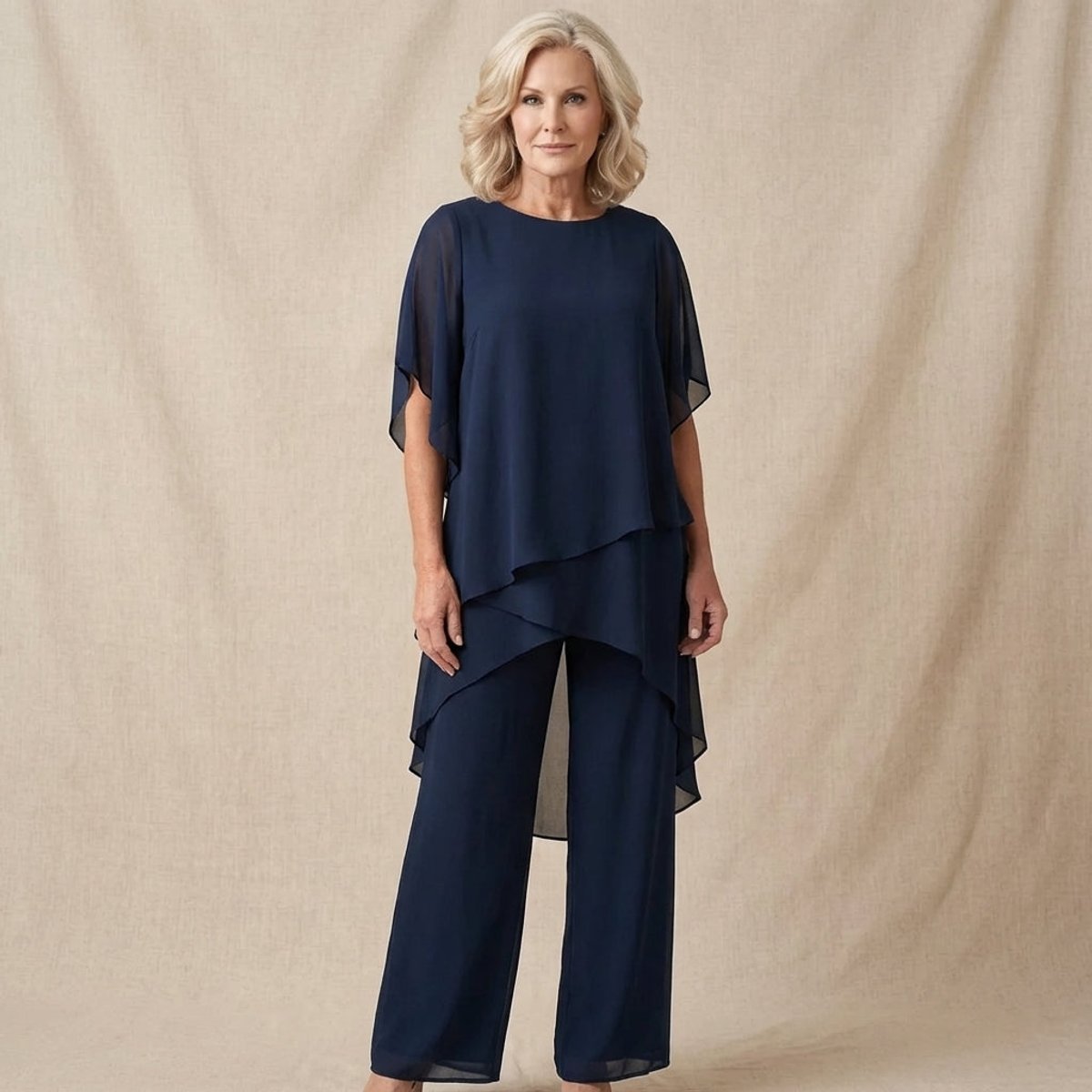 Tamsin | Conjunto Chiffon 2 Peças Feminino Calça e Blusa Sobreposta