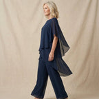 Tamsin | Conjunto Chiffon 2 Peças Feminino Calça e Blusa Sobreposta