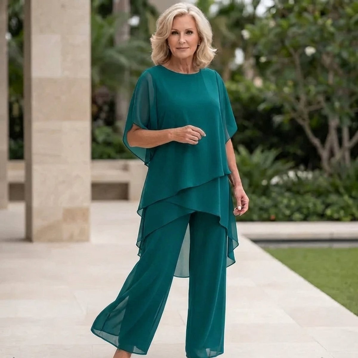Tamsin | Conjunto Chiffon 2 Peças Feminino Calça e Blusa Sobreposta