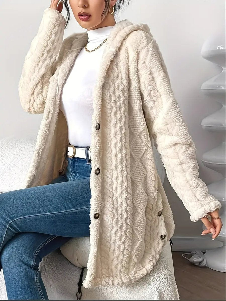 Solene | Mulher Cardigan Peluche Oversized com Capuz