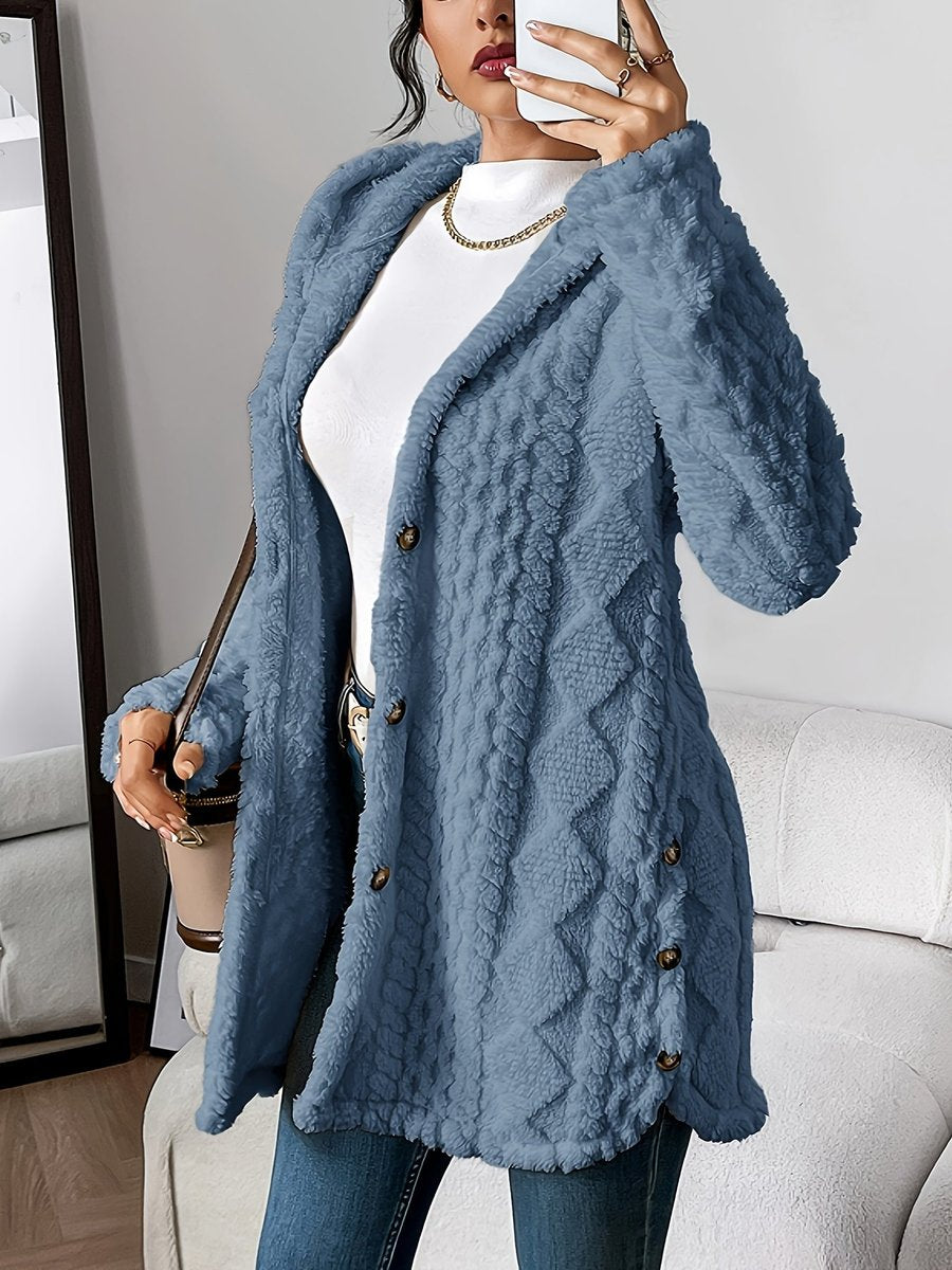 Solene | Mulher Cardigan Peluche Oversized com Capuz