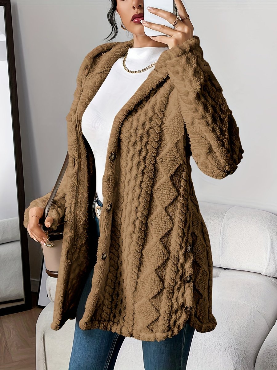 Solene | Mulher Cardigan Peluche Oversized com Capuz