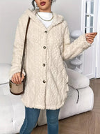 Solene | Mulher Cardigan Peluche Oversized com Capuz