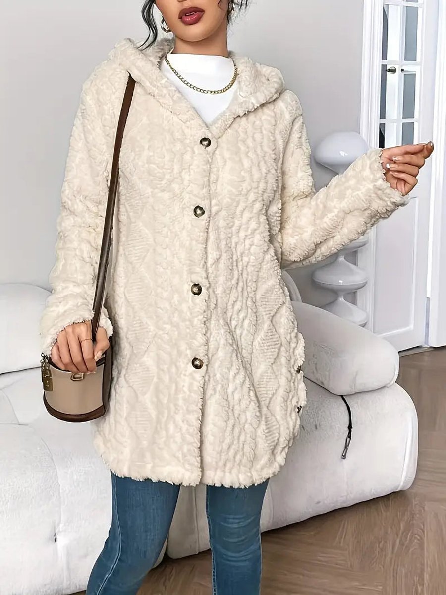 Solene | Mulher Cardigan Peluche Oversized com Capuz