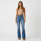 Ottoline | Mulher Jeans Flare Cintura Alta Modelador