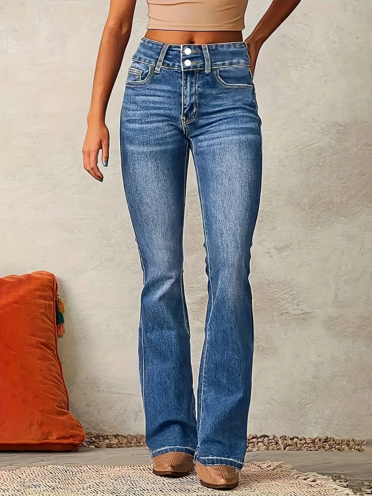 Ottoline | Mulher Jeans Flare Cintura Alta Modelador