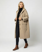 Liora | Mulher Trench Coat Longo Impermeável com Capuz
