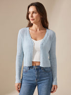 Luna | Mulher Cardigan Tricot Decote V Leve