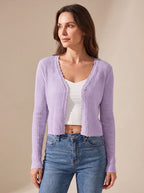 Luna | Mulher Cardigan Tricot Decote V Leve