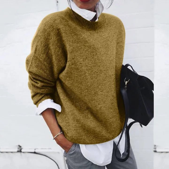Nina | Mulher Caxemira Blend Pullover Oversized Gola Redonda
