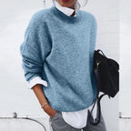 Nina | Mulher Caxemira Blend Pullover Oversized Gola Redonda