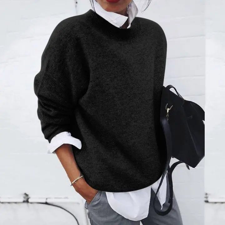 Nina | Mulher Caxemira Blend Pullover Oversized Gola Redonda