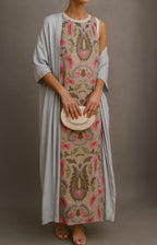 Xanthe | Mulher Vestido Maxi Floral sem Mangas com Casaco Conjunto
