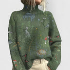Sabine | Camisola Gola Alta Floral Relaxed Fit para Mulher