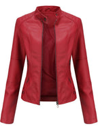 Seraphina | Jaqueta Feminina Biker com Zíper Gola Alta