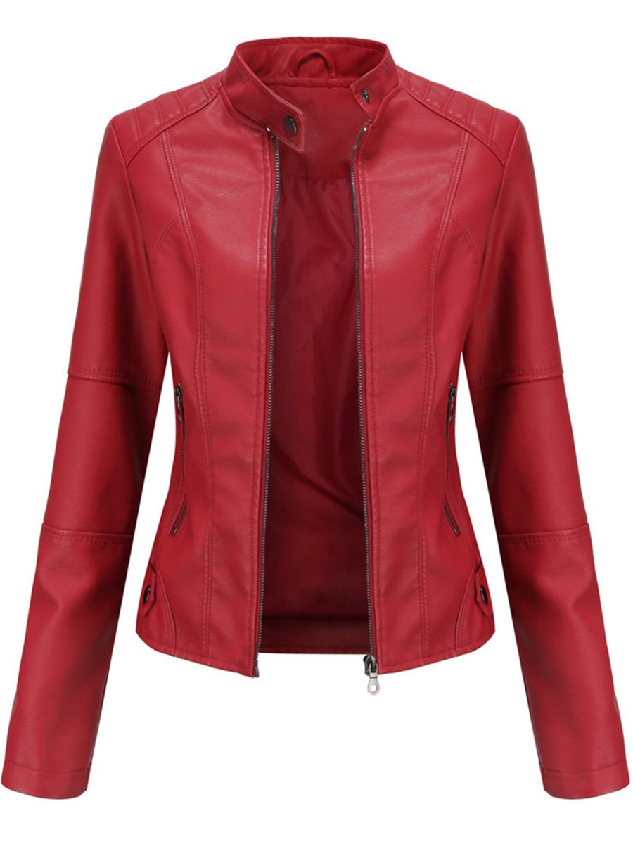 Seraphina | Jaqueta Feminina Biker com Zíper Gola Alta