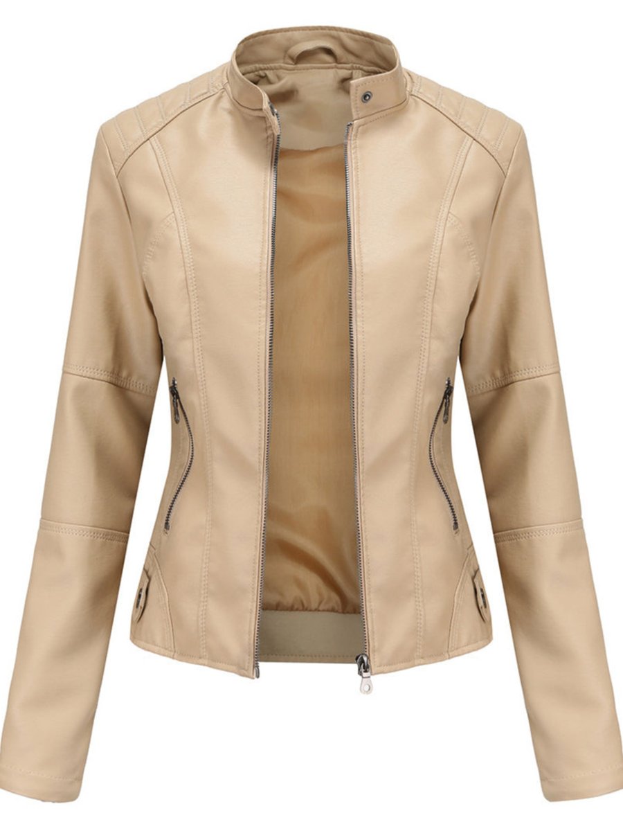 Seraphina | Jaqueta Feminina Biker com Zíper Gola Alta