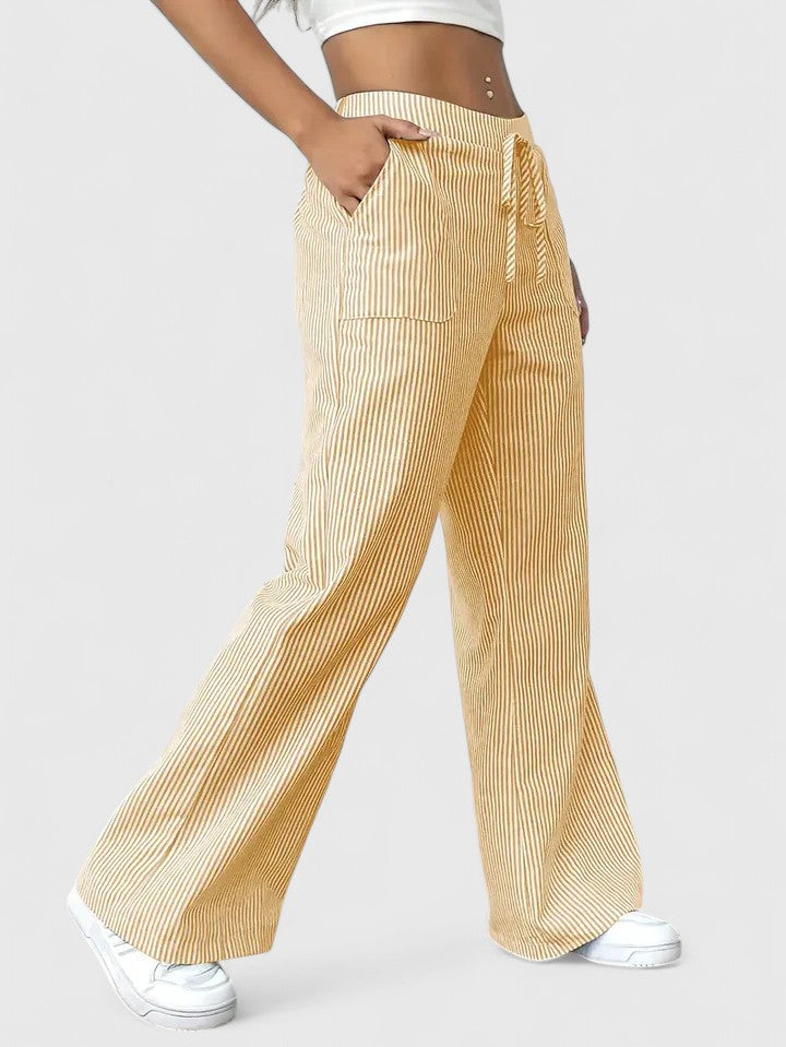 Calça Feminina Cintura Elástica Perneras Largas | Confortável Respirável