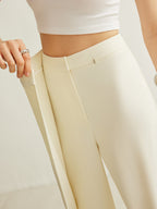 Calça Feminina Cintura Alta | Envolvente Assimétrico, Perneiras Amplas