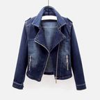 Odette | Jaqueta Jeans Cropped Moto Feminina