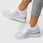 Sapatos ortopédicos femininos bico largo com suporte de arco e sola ergonómica
