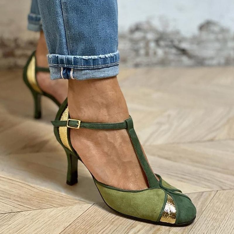 Neela | Scarpin Feminino Couro Patchwork Salto Ortopédico