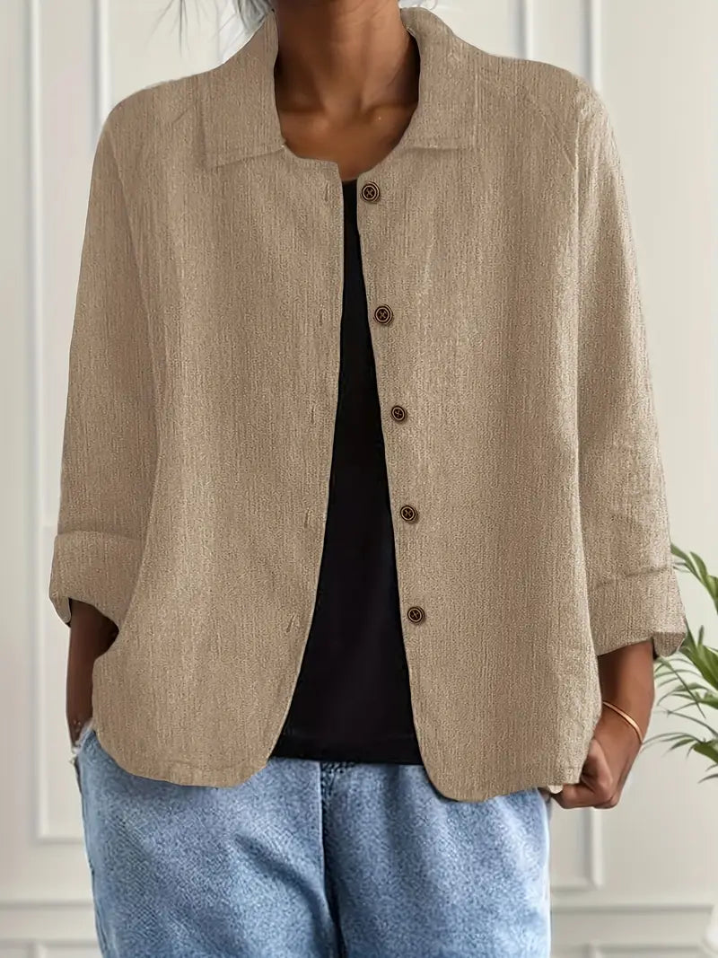 Cardigan Feminino | Algodão e Linho, Tecido Leve | Estilo Camisa, Casual Chic