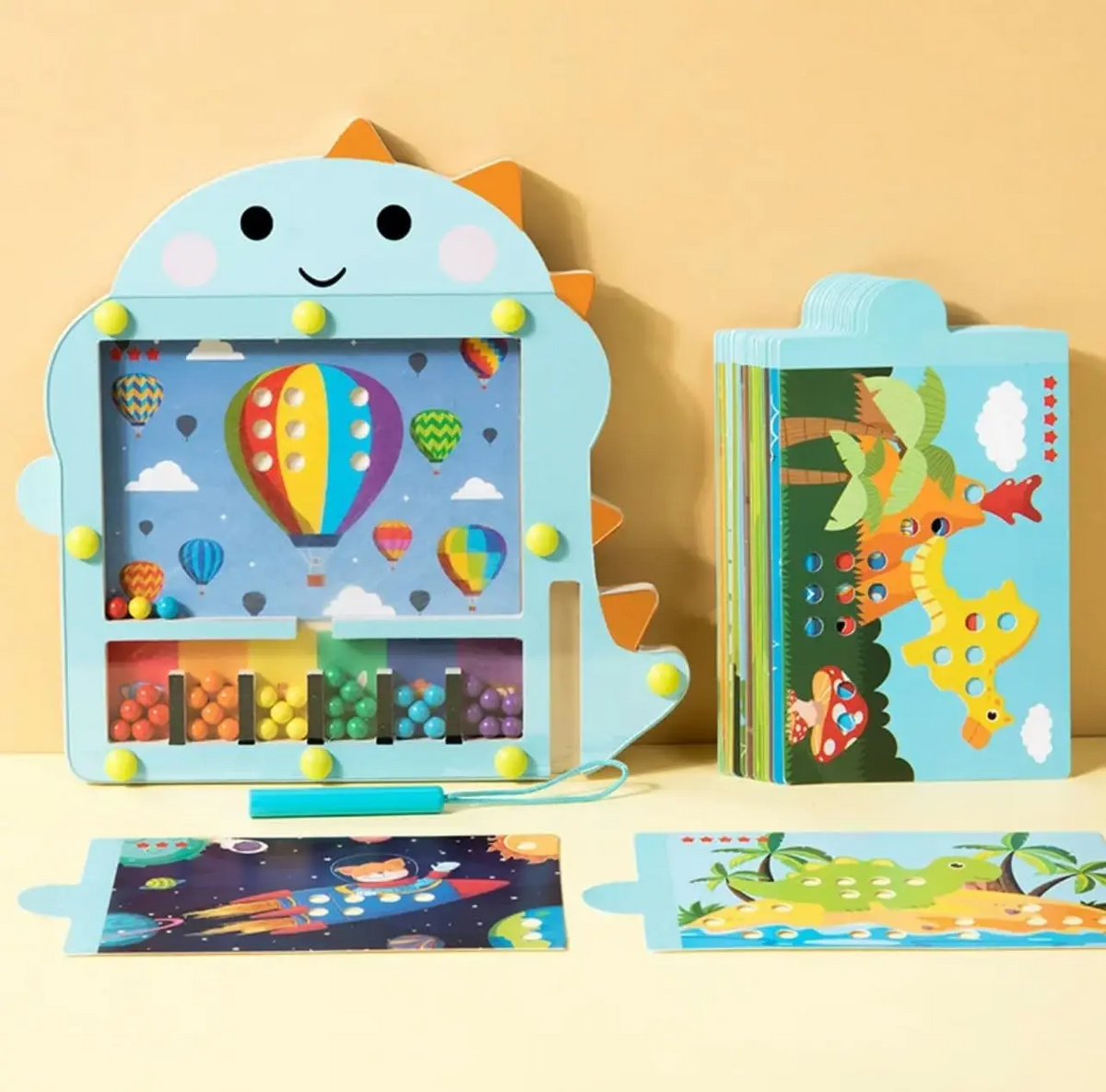 Tessa | Puzzle de Contas Magnéticas | Labirinto em Madeira | Educativo, Dinossauros