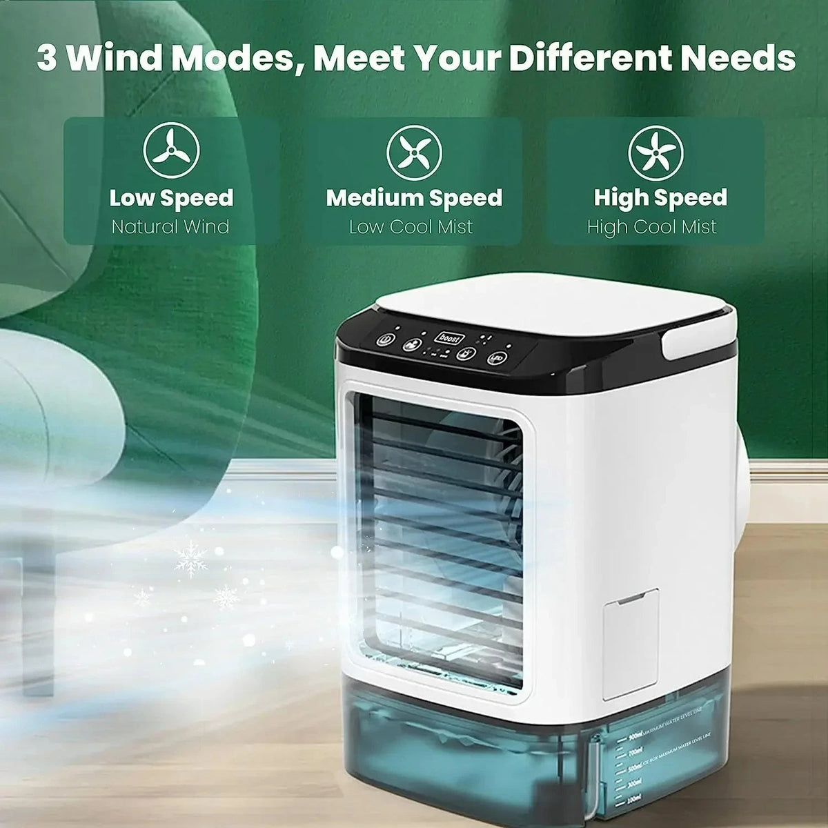 Galia | Ar Condicionado Portátil | 3 Velocidades, Névoa Ultrassônica | Mini Climatizador