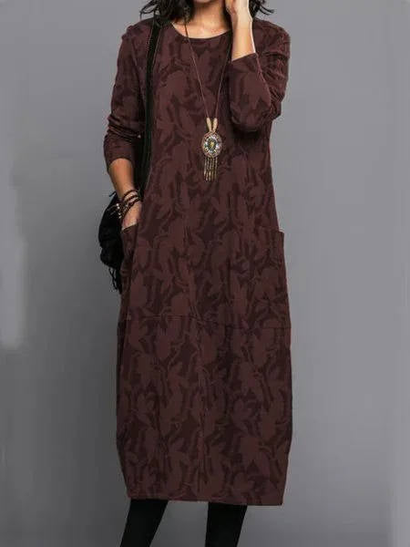 Fleur | Vestido Midi Manga Longa com Bolsos Floral
