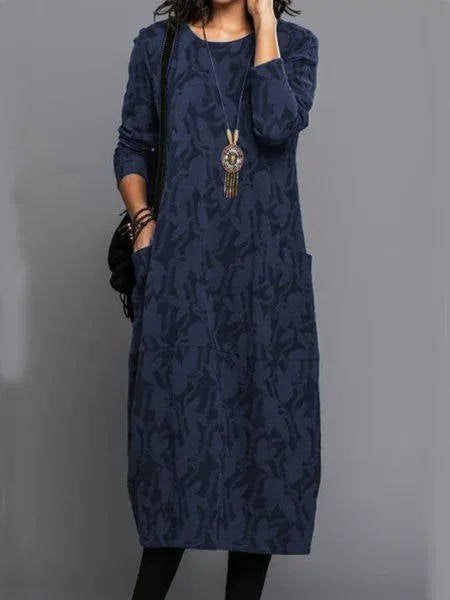 Fleur | Vestido Midi Manga Longa com Bolsos Floral