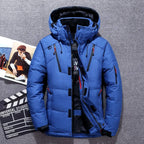 Homem Parka de Inverno Impermeável Corta-vento com Plumas